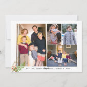 Moderne 5 Foto Happiest Holidays Weihnachten Holly (Rückseite)