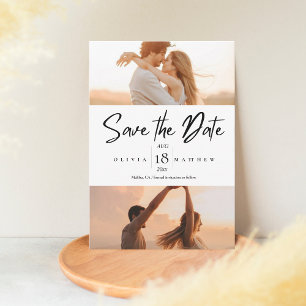 Moderne 5-Foto Hochzeit retten Termine Save The Date