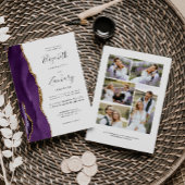 Moderne 5-Foto-Lila Goldene Hochzeit Einladung