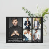 Moderne 5 Foto Modell Actor QR Code Back Comp Card Einladung (Stehend Vorderseite)