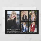 Moderne 5-Foto-Modell Actor QR-Code-Back-Comp-Kart Einladung (Vorderseite)