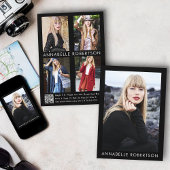 Moderne 5-Foto-Modell Actor QR Code Comp Card Einladung