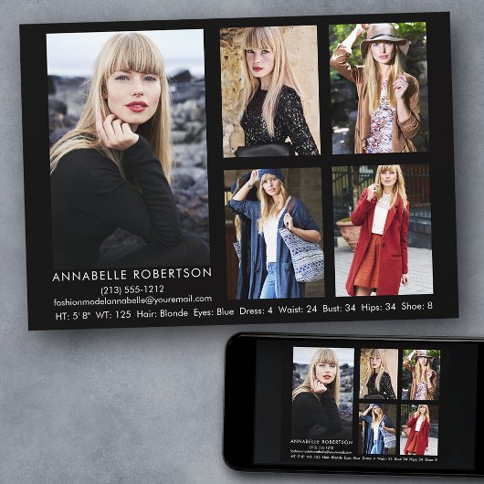 Moderne 5-Foto-Modell- und Actor-Comp-Karte Einladung