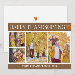 Moderne 5-Foto-Storyboard Familie Thanksgiving Feiertagskarte