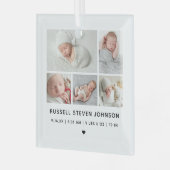 Moderne 5 Fotos Geburtsankündigung Ornament Aus Glas (Vorderseite links)