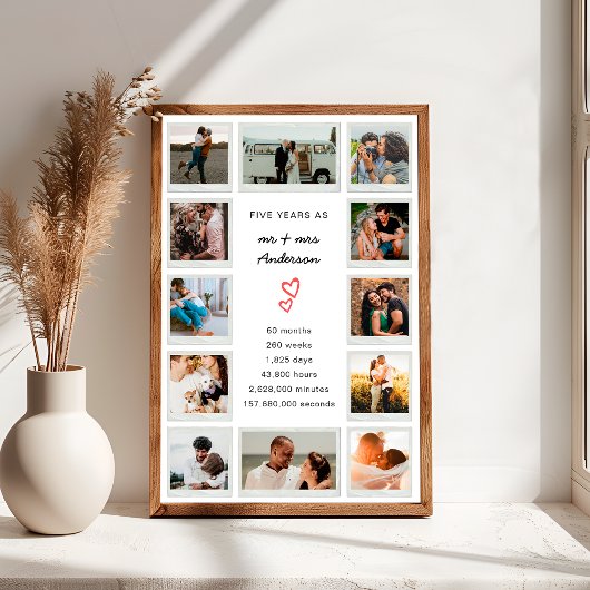 Moderne 5. Jahrestag individuelle FotoCollage Poster