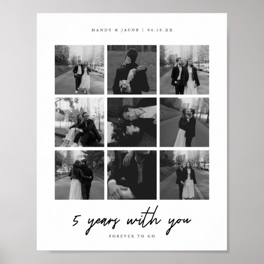 Moderne 5-jährige Fotocollage zum 9-jährigen Jubil Poster (Vorne)