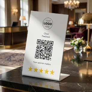 Moderne 5-Sterne-Luxus-Feedback-QR-Code Sockelschild