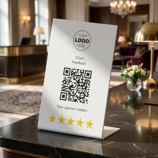 Moderne 5-Sterne-Luxus-Feedback-QR-Code Sockelschild