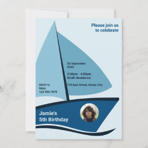 Moderne 5th Birthday Boat Party Einladung Card