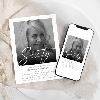 Moderne 60 Foto Geburtstagsparty Einladung