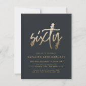 Moderne 60. Geburtstag einfach, stilvoll und elega Einladung (Vorderseite)