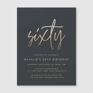 Moderne 60. Geburtstag einfach, stilvoll und elega Magneteinladung