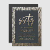 Moderne 60. Geburtstag einfach, stilvoll und elega Magneteinladung (Vorne/Hinten)