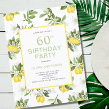 Moderne 60. Geburtstag Lemon Citrus Einladung