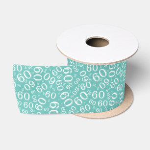 Moderne 60. Geburtstags-Nummern-Muster Teal/Weiß Satinband