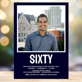 Moderne 60. Geburtstagsparty im SIXTY Foto Einladung