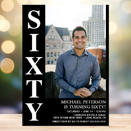 Moderne 60. Geburtstagsparty im SIXTY Foto Einladung