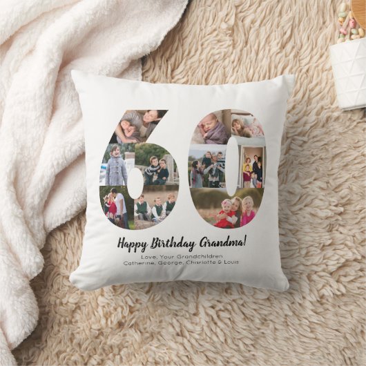 Moderne 60. Nummer Foto Collage Custom Gruß Kissen (Decke)