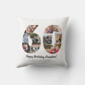 Moderne 60. Nummer Foto Collage Custom Gruß Kissen (Rückseite)