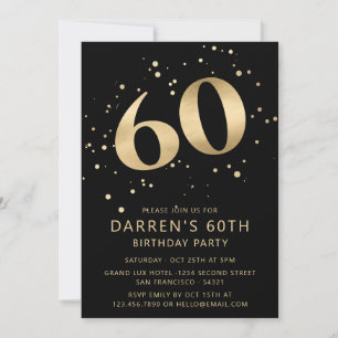 Moderne 60. Sechzigster Geburtstag Foto Gold Glitt Einladung