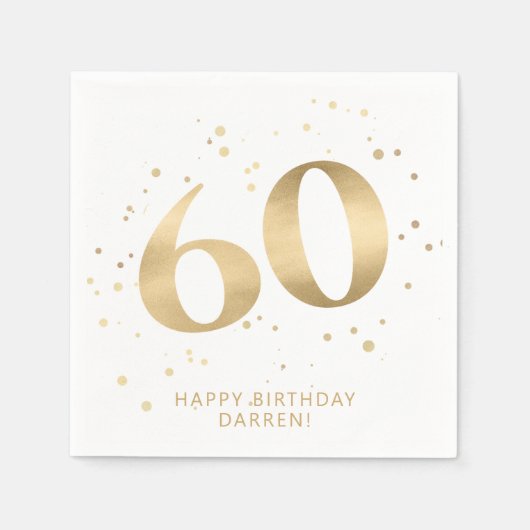 Moderne 60. Sechzigster Geburtstag | Gold Schwarz Serviette (Vorderseite)