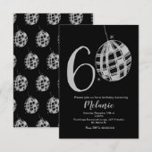 Moderne 60er Schrift fett schwarzer Disco-Glitter- Einladung (Vorne/Hinten)