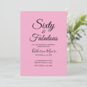 Moderne 60er und fantastische rosa 60. Geburtstags Einladung (Stehend Vorderseite)