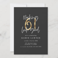 Moderne 61. Geburtstag schwarz-goldene Typografie
