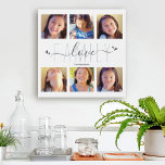 Moderne 6 Foto Collage Family Liebe Skriptherzen Künstlicher Leinwanddruck<br><div class="desc">"Familie" und "Liebe" Die zwei wichtigsten Dinge im Leben. Chic, stylish graue Schrift und handgeschriebene Typografie, mit süßen Herzen geschmückt, überlagern einen weißen Hintergrund. Fügen Sie sechs hochgeschätzte Fotos Ihrer Wahl hinzu und passen Sie den Namen für den perfekten, personalisierten Imitat-Leinwand-Druck an, der überall in Ihrem Haus oder Büro am...</div>