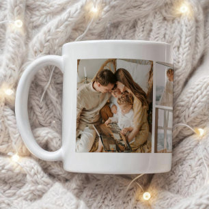 Moderne 6-Foto-Collage mit individuellem Familienn Kaffeetasse