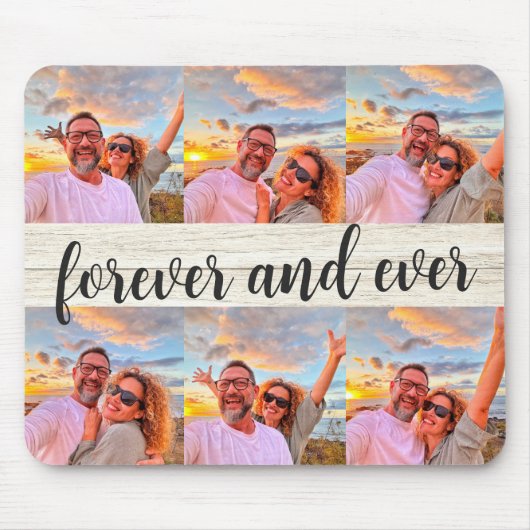 Moderne 6-Foto-Collage mit individuellem Monogramm Mousepad (Vorne)