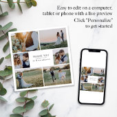 Moderne 6 Foto Collage Square Hochzeit Dankeskarte