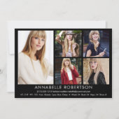 Moderne 6 Foto Fashion Modeling Model Comp Card Einladung (Rückseite)