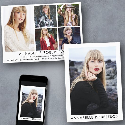 Moderne 6-Foto-Modell- und Actor-Comp-Karte Einladung