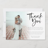 Moderne 6-Foto-Neuerscheinungen Script Wedding Dankeskarte (Vorderseite)