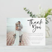 Moderne 6-Foto-Neuerscheinungen Script Wedding Dankeskarte (Stehend Vorderseite)