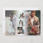 Moderne 6-Foto-Neuerscheinungen Script Wedding Dankeskarte (Rückseite)