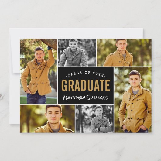 Moderne 6 Fotocollage Graduation Party Einladung (Vorderseite)