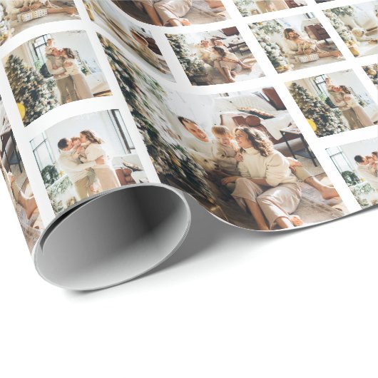 Moderne 6 FotoCollage | Weihnachtsfeiertag Geschenkpapier (Rolleneckpunkt)