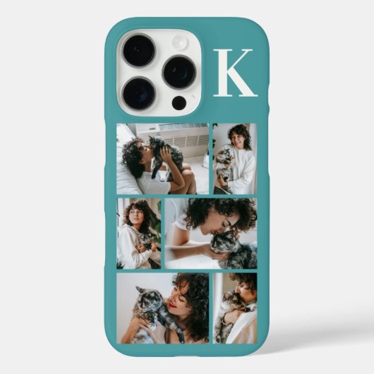 Moderne 6 Haustier-Foto Türkis Case-Mate iPhone Hülle (Rückseite)