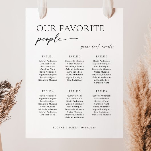 Moderne 6 Tische Begrüßungsdiagramm Poster