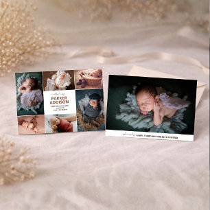 Moderne 6er Foto-Collage-Gitter Neugeborenes Baby Ankündigung