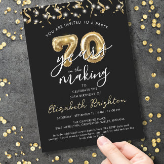 Moderne 70. Geburtstag Script Balloon Streamers Einladung