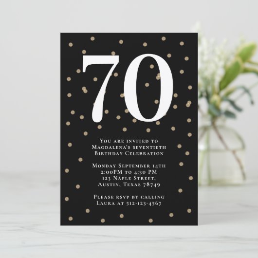 Moderne 70. Geburtstagsparty Einladung (Stehend Vorderseite)
