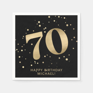 Moderne 70. Siebzigster Geburtstag Goldener schw Serviette