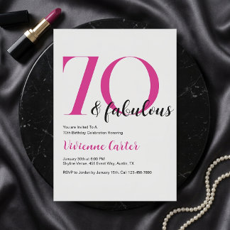 Moderne 70 und fantastische rosa 70. Geburtstagsfe Einladung