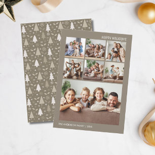 Moderne 7 Familien-Foto-Collage Weihnachten Taupe