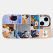 Moderne 7-Foto Collage Name Monogram iPhone Case (Rückseite (Horizontal))