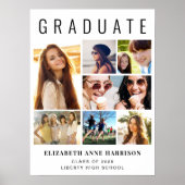 Moderne 7-Foto-Graduierungsparty Willkommen Poster (Vorne)